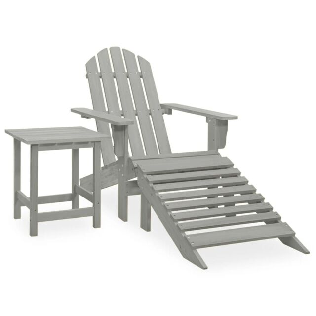 Berkfield Home Garden Adirondack Chair with Ottoman&Table Solid Fir Wood Grey - image 1