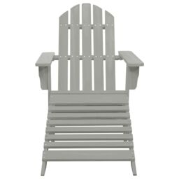 Berkfield Home Garden Adirondack Chair with Ottoman&Table Solid Fir Wood Grey - thumbnail 6