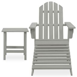 Berkfield Home Garden Adirondack Chair with Ottoman&Table Solid Fir Wood Grey - thumbnail 2