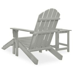 Berkfield Home Garden Adirondack Chair with Ottoman&Table Solid Fir Wood Grey - thumbnail 4