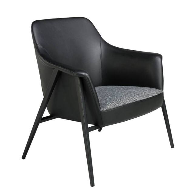 Angel Cerda Grey Fabric & Black Leatherette Swivel Armchair - image 1