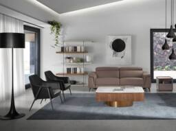 Angel Cerda Grey Fabric & Black Leatherette Swivel Armchair - thumbnail 4