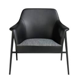 Angel Cerda Grey Fabric & Black Leatherette Swivel Armchair - thumbnail 2
