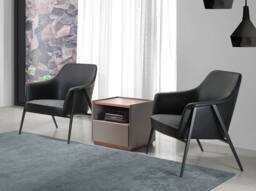 Angel Cerda Grey Fabric & Black Leatherette Swivel Armchair - thumbnail 3