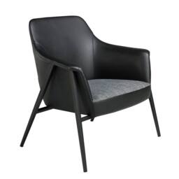 Angel Cerda Grey Fabric & Black Leatherette Swivel Armchair - thumbnail 1