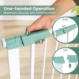Costway Baby Gate Wide Child Safety Gate Fits 80-123 CM Openings in White - thumbnail 5