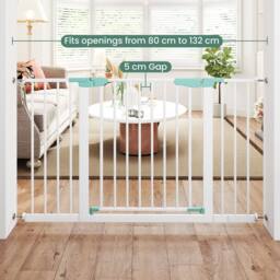 Costway Baby Gate Wide Child Safety Gate Fits 80-123 CM Openings in White - thumbnail 4