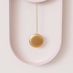 Melody Maison Pale Pink & Gold Pendulum Metal Analogue Wall Clock - 20cm X 55cm in Dusty Pink - Size: 20 cm X 55 cm - thumbnail 3