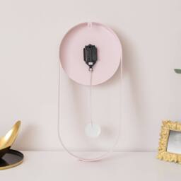 Melody Maison Pale Pink & Gold Pendulum Metal Analogue Wall Clock - 20cm X 55cm in Dusty Pink - Size: 20 cm X 55 cm - thumbnail 6