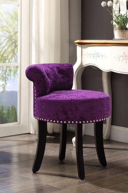 Living and Home Luxury Ice Velvet Dark Purple Upholstery Dressing Stool - image 1
