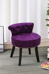 Living and Home Luxury Ice Velvet Dark Purple Upholstery Dressing Stool - thumbnail 2