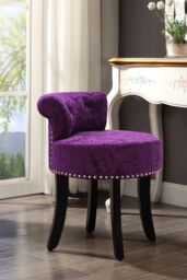 Living and Home Luxury Ice Velvet Dark Purple Upholstery Dressing Stool - thumbnail 1