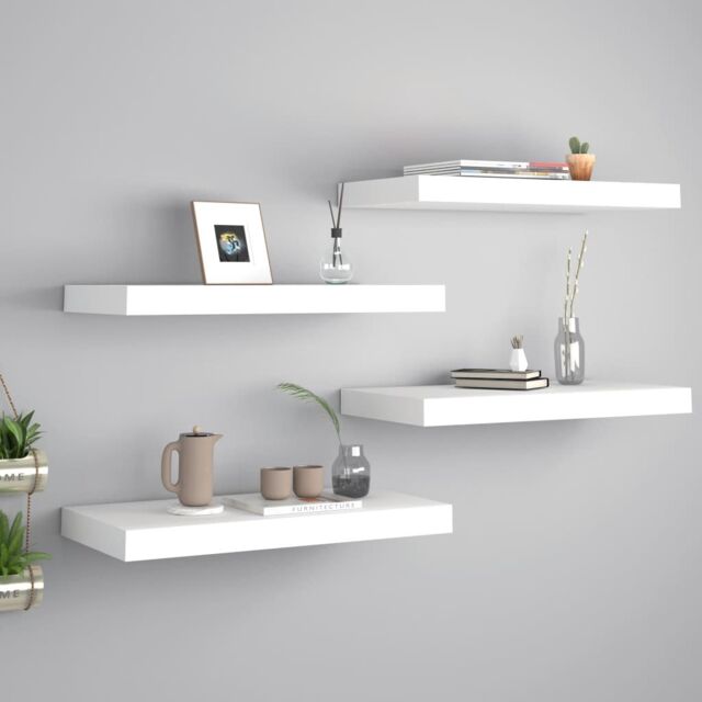 Berkfield Home Floating Wall Shelves 4 pcs White 50x23x3.8 cm MDF - image 1