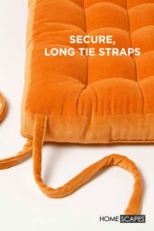 Homescapes Seat Pad Luxury 100% Cotton Velvet Indoor Outdoor Garden Cushion, 40cm in Orange - Size: 40 cm x 40 cm - thumbnail 4