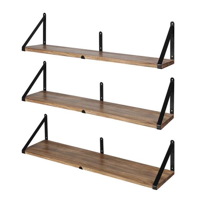 Levede Floating Shelves Wall Mounted Book Shelves for Wall Set of 3 Natural in Brown - image 1
