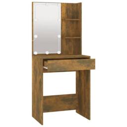 Berkfield Home Dressing Table with LED Smoked Oak 60x40x140 cm in Brown - Size: 60 x 40 x 140 cm - thumbnail 4