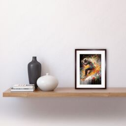 "Artery8 Wall Art Print Skateboarder Vibrant Splat Paint Action Shot Artwork Framed 9X7 Inch in Brown - Size: W7"" x H9""" - thumbnail 2