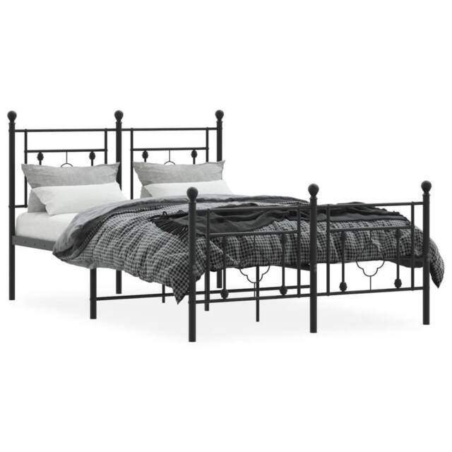Berkfield Home Metal Bed Frame without Mattress with Footboard Black 120x190cm - Size: 120x190 cm - image 1