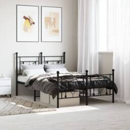Berkfield Home Metal Bed Frame without Mattress with Footboard Black 120x190cm - Size: 120x190 cm - thumbnail 2
