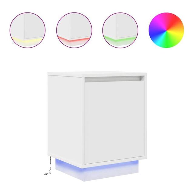 Berkfield Home Bedside Cabinet with LED Lights¬†White 38x34x50 cm in White - Size: 38 x 34 x 50 cm - image 1