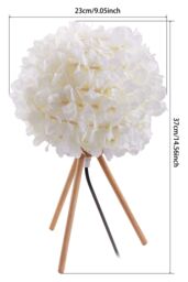 Living and Home Fabric Lampshade Wooden Tripod Base Table Lamp in White - thumbnail 4