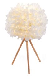 Living and Home Fabric Lampshade Wooden Tripod Base Table Lamp in White - thumbnail 3