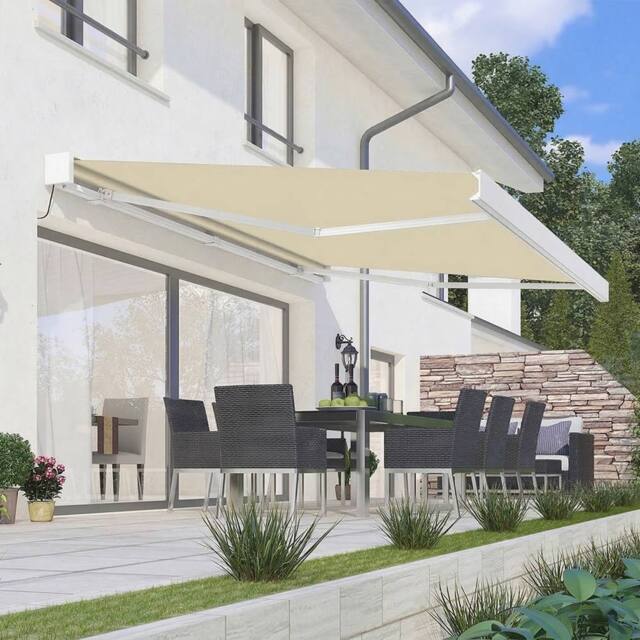 Primrose Awnings Deluxe Full White Cassette Electric Awning Remote 4m With Lights in Off-White - image 1