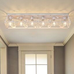 Garwarm 6 Light 115cm Metal Farmhouse Dimmable Flush Mount in White