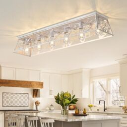 Garwarm 6 Light 115cm Metal Farmhouse Dimmable Flush Mount in White - thumbnail 2