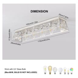 Garwarm 6 Light 115cm Metal Farmhouse Dimmable Flush Mount in White - thumbnail 9