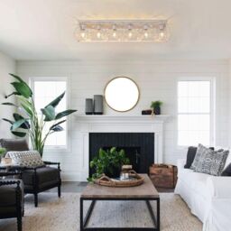 Garwarm 6 Light 115cm Metal Farmhouse Dimmable Flush Mount in White - thumbnail 5