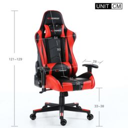 GTForce Pro FX Reclining Sports Racing Office Desk Faux Leather Gaming Chair in Red - thumbnail 6