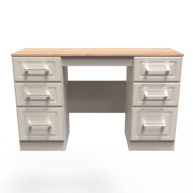 Ready Assembled 2 U Norfolk 6 Drawer Kneehole Desk (Ready Assembled) in Taupe - image 1