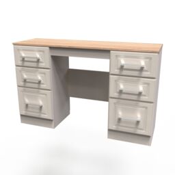 Ready Assembled 2 U Norfolk 6 Drawer Kneehole Desk (Ready Assembled) in Taupe - thumbnail 3