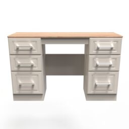 Ready Assembled 2 U Norfolk 6 Drawer Kneehole Desk (Ready Assembled) in Taupe