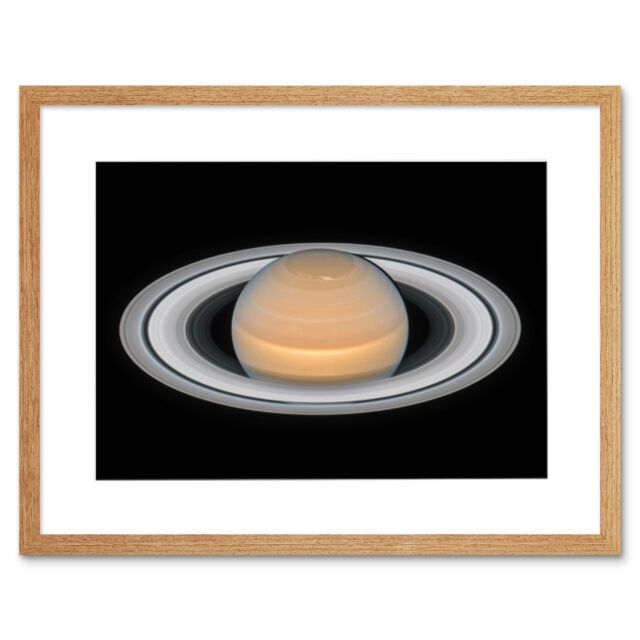 Artery8 Wall Art Print Hubble Space Astronomy Saturn Opposition 2018 Portrait Of Opulent Ring World Solar System Gas Giant Planet Artwork Framed 9X7 - image 1