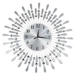 EONLION 60cm Beaded Jeweled Wall Clock in Silver - Size: 100 cm - thumbnail 5