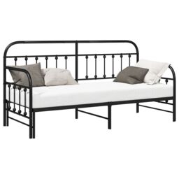 Berkfield Home Daybed Frame with Trundle Black 80x200 cm Steel - thumbnail 3