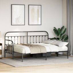 Berkfield Home Daybed Frame with Trundle Black 80x200 cm Steel - thumbnail 5