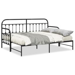 Berkfield Home Daybed Frame with Trundle Black 80x200 cm Steel - thumbnail 4