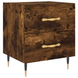 Berkfield Home Bedside Cabinet Smoked Oak 40x35x47.5 cm Engineered Wood in Brown - thumbnail 1