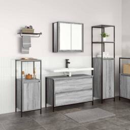 Berkfield Home 3 Piece Bathroom Furniture Set Grey Sonoma Engineered Wood - thumbnail 2