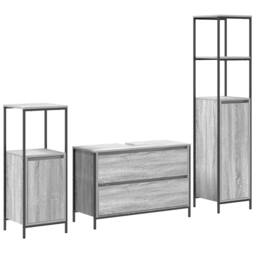 Berkfield Home 3 Piece Bathroom Furniture Set Grey Sonoma Engineered Wood