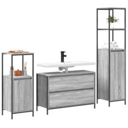 Berkfield Home 3 Piece Bathroom Furniture Set Grey Sonoma Engineered Wood - thumbnail 3