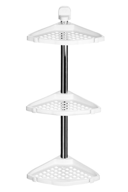 Orsina Wall Mountable Corner Shelf Unit, Chrome-Plated Bathroom Shelf Unit, Stylish White Corner Storage Rack - image 1