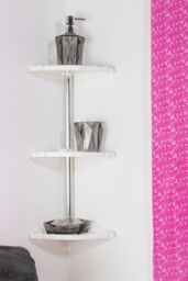 Orsina Wall Mountable Corner Shelf Unit, Chrome-Plated Bathroom Shelf Unit, Stylish White Corner Storage Rack - thumbnail 2