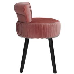 Havendro Velvet Backrest Upholstered Vanity Stool in Pink - thumbnail 4