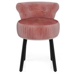 Havendro Velvet Backrest Upholstered Vanity Stool in Pink - thumbnail 3