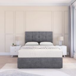 "Sloomy Jasmine Coniston Bed Set With No Drawers Mattress & 26"" Headboard in Dark Grey - Size: Single" - thumbnail 2