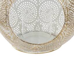 Wyld and Coco 33 cm Distressed Gold Openwork Lantern with Glass Tealight Holder - thumbnail 6